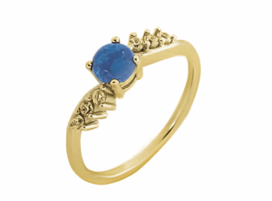 Женствен сребърен пръстен със златно покритие и син опал - Image 1