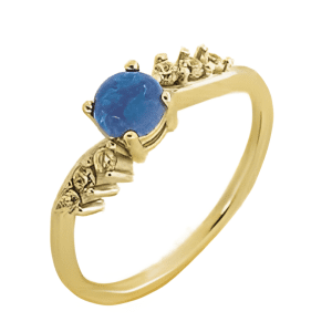 Женствен сребърен пръстен със златно покритие и син опал