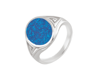 Мъжки сребърен пръстен с кръгъл камък от опал  |  Бижута