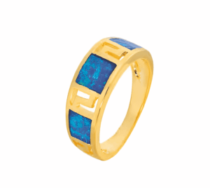 Пленителен сребърен пръстен с позлата и камък от опал  |  Бижута