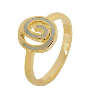 Позлатен спираловиден сребърен пръстен с опал