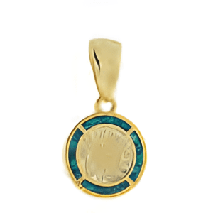Позлатен сребърен медальон с опалови камъни и диск Фестос, XS