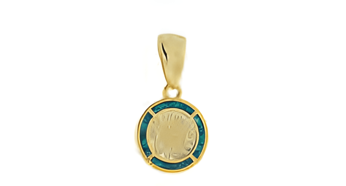 Позлатен сребърен медальон с опалови камъни и диск Фестос, XS