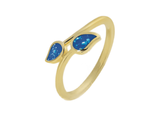 Позлатен сребърен пръстен „Две листа“  |  Бижута