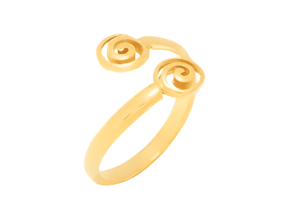 Позлатен сребърен пръстен "Двойна спирала"