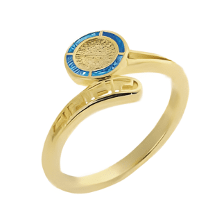 Позлатен сребърен пръстен - Фестос с опал