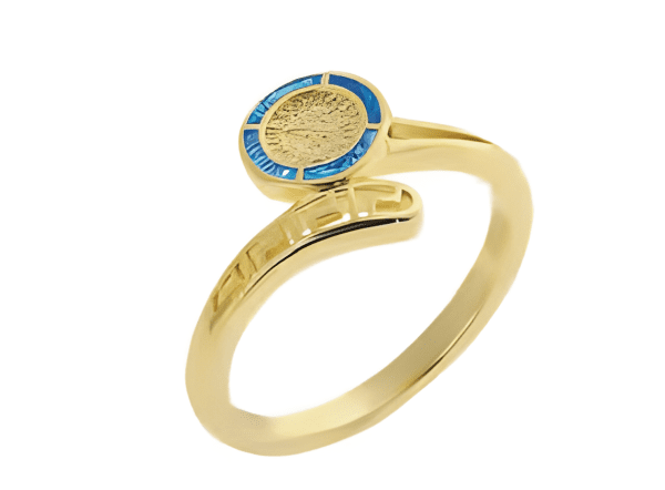 Позлатен сребърен пръстен - Фестос с опал