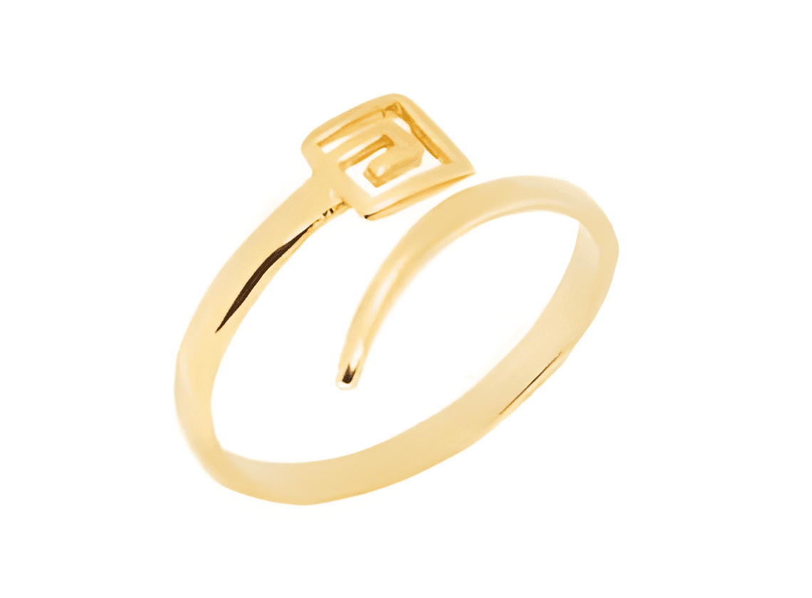 Позлатен сребърен пръстен "Фин квадратен Меандър"