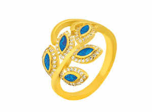 Позлатен сребърен пръстен „Изящна маслинова клонка“  |  Бижута