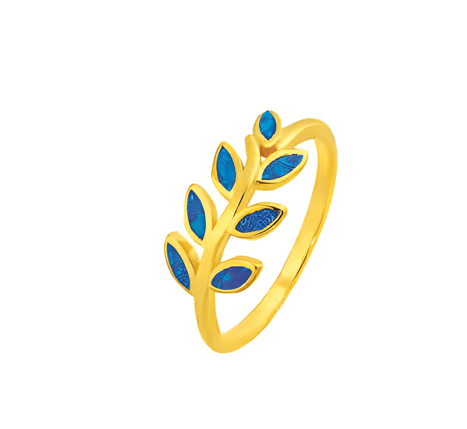 Позлатен сребърен пръстен "Маслинов клон"