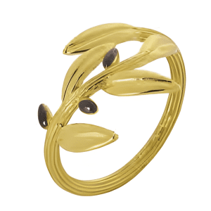 Позлатен сребърен пръстен с маслинова клонка