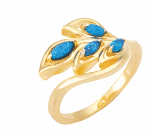 Позлатен сребърен пръстен „Нежна маслинова клонка“  |  Бижута