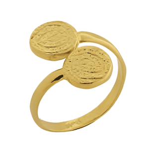 Позлатен сребърен пръстен с два диска Фестос