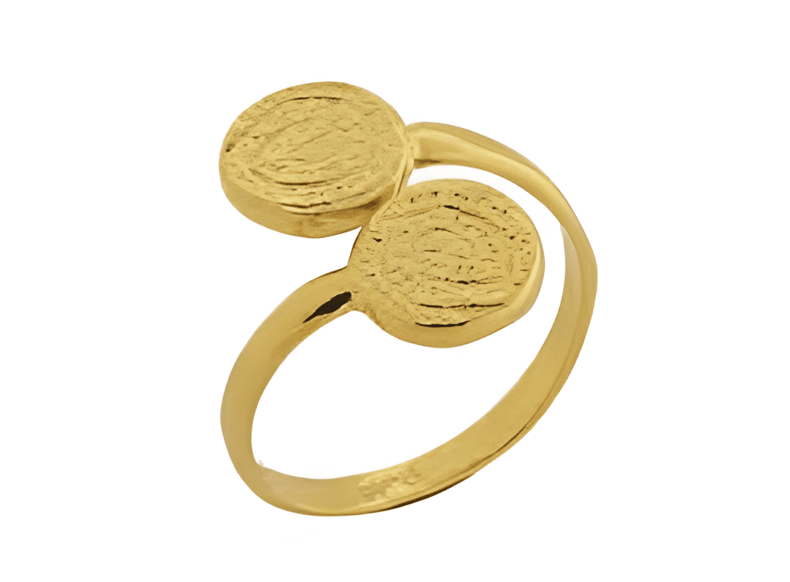 Позлатен сребърен пръстен с два диска Фестос