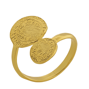 Позлатен сребърен пръстен с голям и малък диск - Фестос