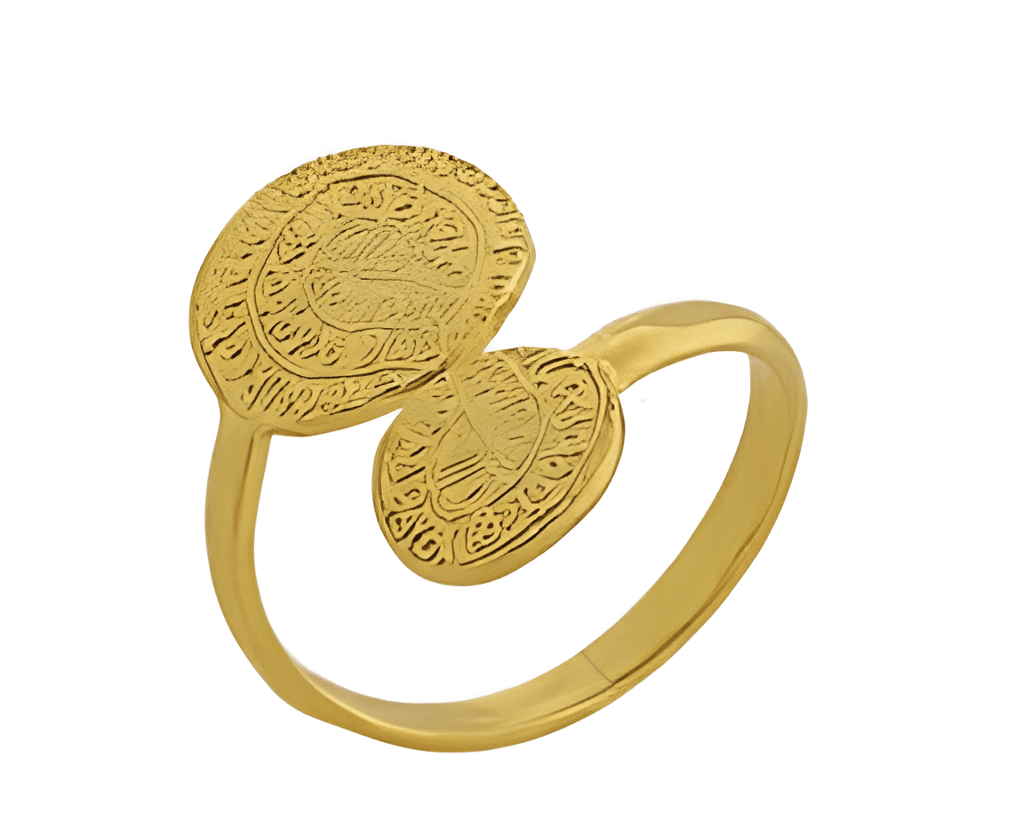 Позлатен сребърен пръстен с голям и малък диск - Фестос