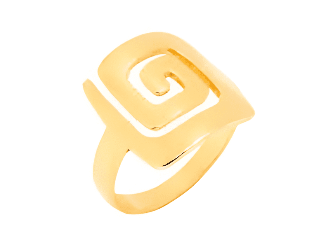 Позлатен сребърен пръстен "Квадратна средна спирала"