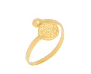 Позлатен сребърен пръстен с топче и Фестос - Image 1