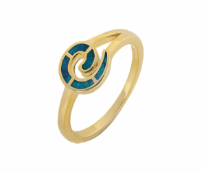 Позлатен сребърен пръстен „Спирала“ с опал  |  Бижута