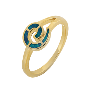Позлатен сребърен пръстен "Спирала" с опал