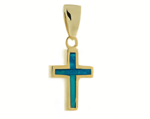 Позлатена сребърна висулка "Кръст" с опал - Image 1