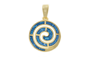 Позлатена сребърна висулка Спирала със 7 сини опала, среден размер  |  Бижута