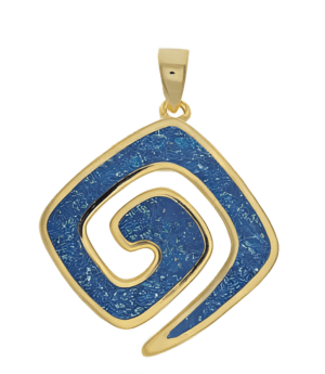 Позлатена сребърна висулка Спирала с опал, голям размер  |  Бижута