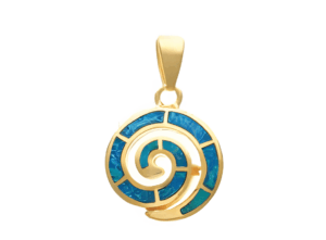 Позлатена сребърна висулка „Охлювче“ с опал, XS  |  Бижута