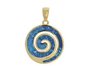 Позлатена сребърна висулка Спирала с опал, среден размер - Image 1