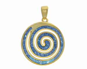 Позлатена сребърна висулка "Раковина" с опал, голям размер - Image 1