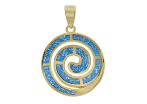 Позлатена сребърна висулка Спирала със 7 опала, голям размер - Image 1