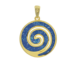 Позлатена сребърна висулка Спирала с опал, голям размер  |  Бижута