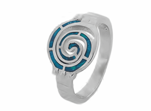 Спираловиден сребърен пръстен с опал - Image 1