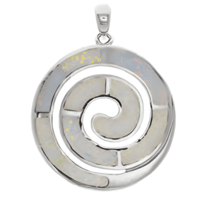 Спираловидна сребърна висулка с опал, голям размер  |  Бижута