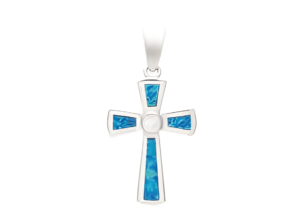 Сребърен кръст висулка с опал  |  Бижута