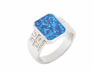 Сребърен мъжки пръстен с опал  |  Бижута