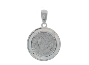 Сребърен медальон с опалови камъни и диск Фестос, L  |  Бижута