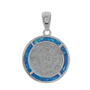 Сребърен медальон с опалови камъни и диск Фестос, L