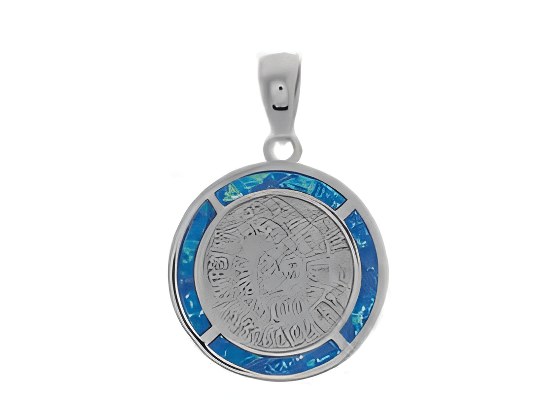 Сребърен медальон с опалови камъни и диск Фестос, L