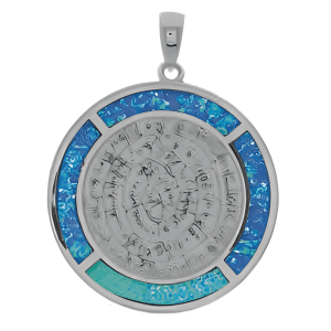 Сребърен медальон с опалови камъни и диск Фестос, XL