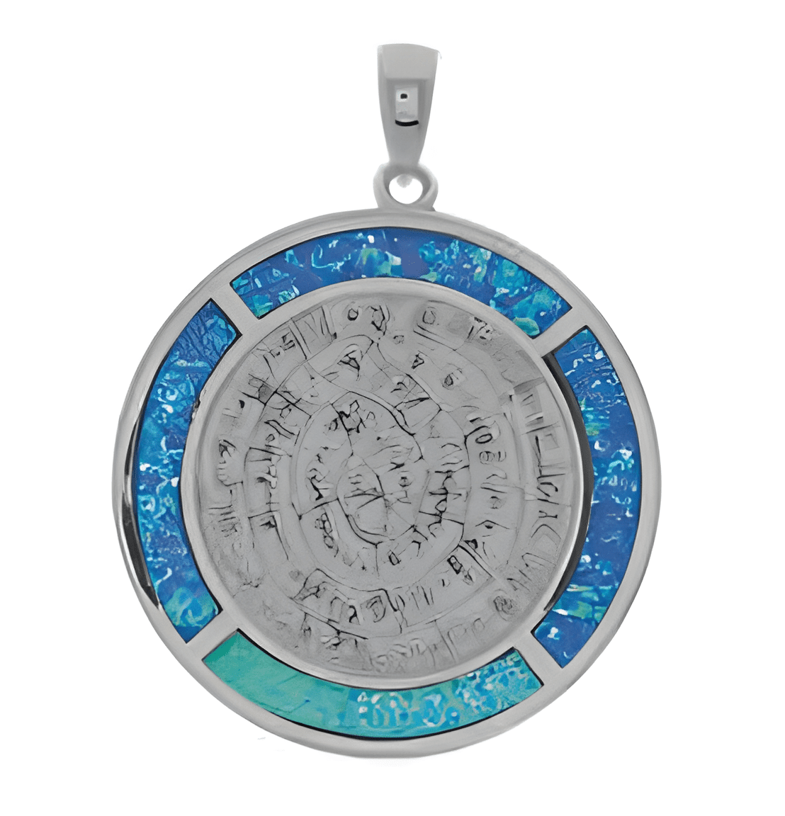 Сребърен медальон с опалови камъни и диск Фестос, XL
