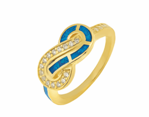 Сребърен пръстен "Безкрайности" със златно покритие и опал - Image 1