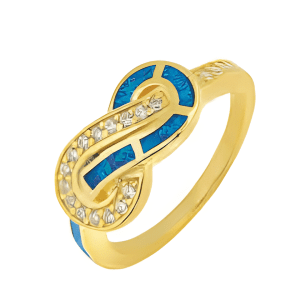 Сребърен пръстен "Безкрайности" със златно покритие и опал