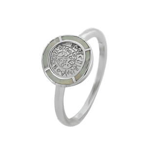 Сребърен пръстен "Диск Фестос" с опал, малък