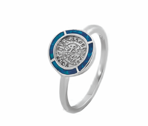 Сребърен пръстен "Диск Фестос" с опал, малък - Image 1