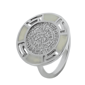 Сребърен пръстен "Диск Фестос" с опал, среден