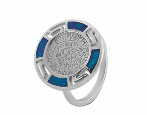 Сребърен пръстен "Диск Фестос" с опал, среден - Image 1