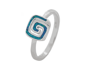 Сребърен пръстен „Квадратна Спирала“ с опал | HappyMarket.bg Сребърен пръстен „Квадратна Спирала“ с опал | Бижута