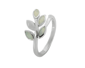 Сребърен пръстен „Маслинова клонка“ с опал | HappyMarket.bg Сребърен пръстен „Маслинова клонка“ с опал | Бижута
