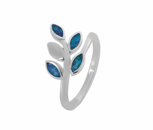 Сребърен пръстен „Маслинова клонка“ с опал | HappyMarket.bg Сребърен пръстен „Маслинова клонка“ с опал | Бижута